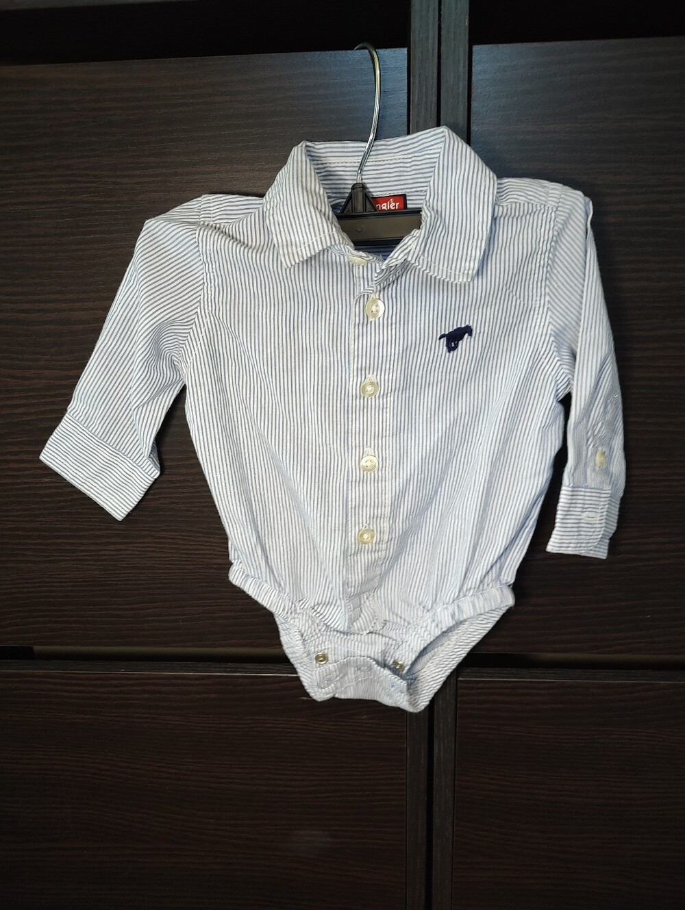 Wrangler Baby Boy Striped Western Long Sleeve Button Up Bodysuit Size 3-6 Months